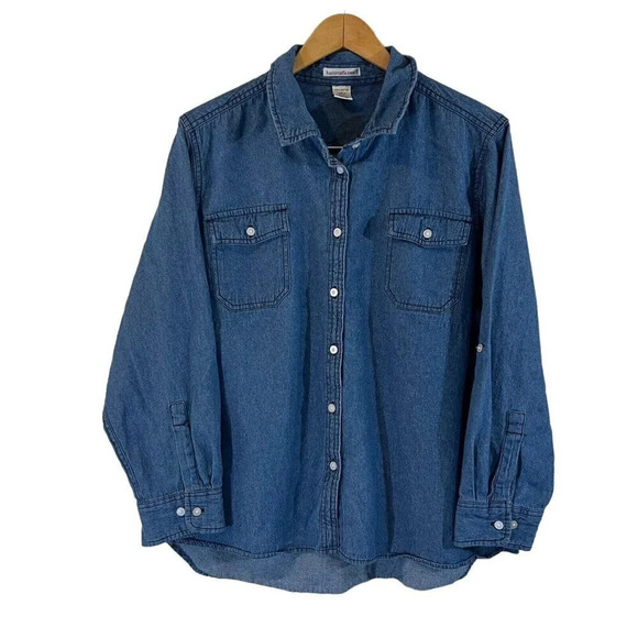 Hasting & Smith Denim Button Up Short XL 100% Cotton Front Pockets Collared Blue - Picture 1 of 7